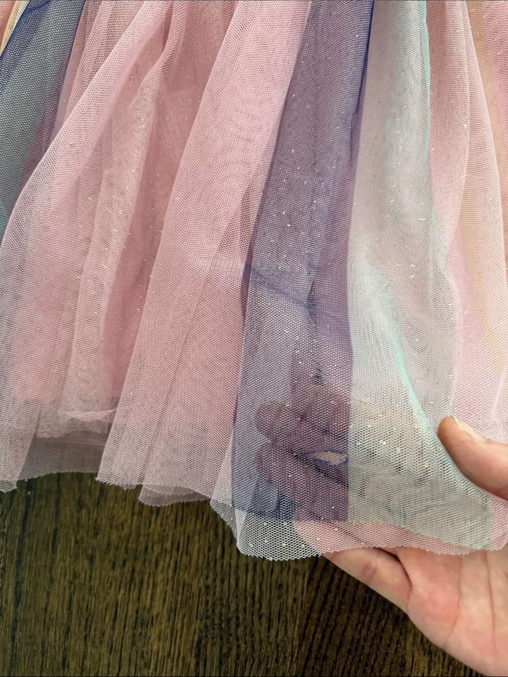 Zara Pink Rainbow Sequin Tulle Dress with Light Pink Shirt